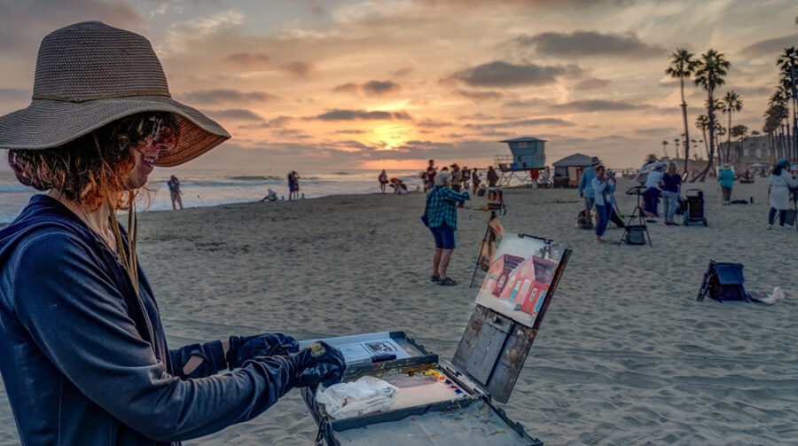 Plein air painter working outdoors